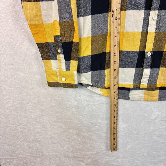 Quiksilver Plaid Flannel Shirt Mens M Yellow Black Y2K 90s Grunge SoCal Skater - Picture 3 of 10